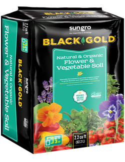 Image of Black and Gold Natural and Organic Flower and Vegetable Soil 62.2 liter bag