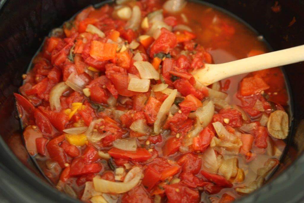 After cooking, the salsa should have some residual liquid left.